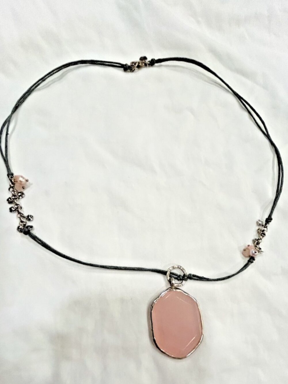 New Silpada N2190 Sterling Silver Soapstone cord Necklace 24"